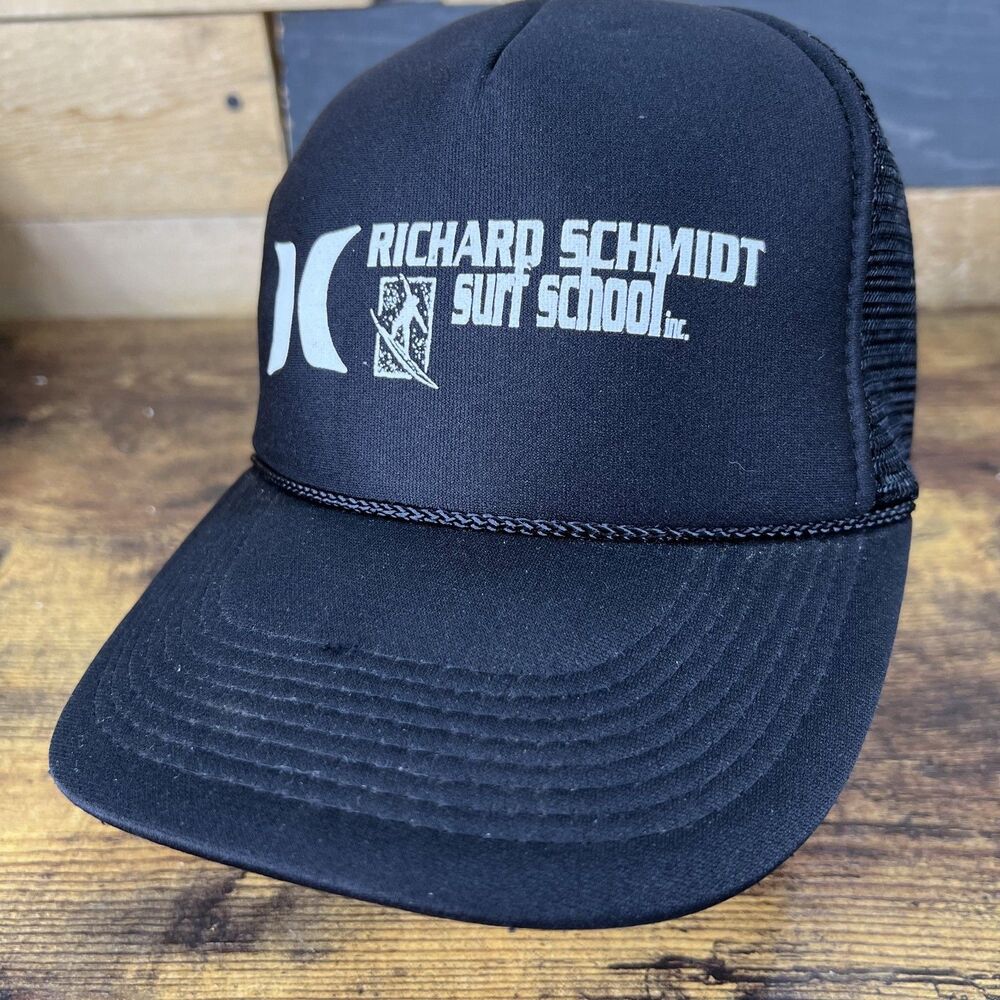 Richard Schmidt Surf School Trucker SnapBack Hat Baseball Black Mesh Rope